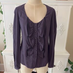 Kristina Ti Ruffle Front Wool Blend Blouse